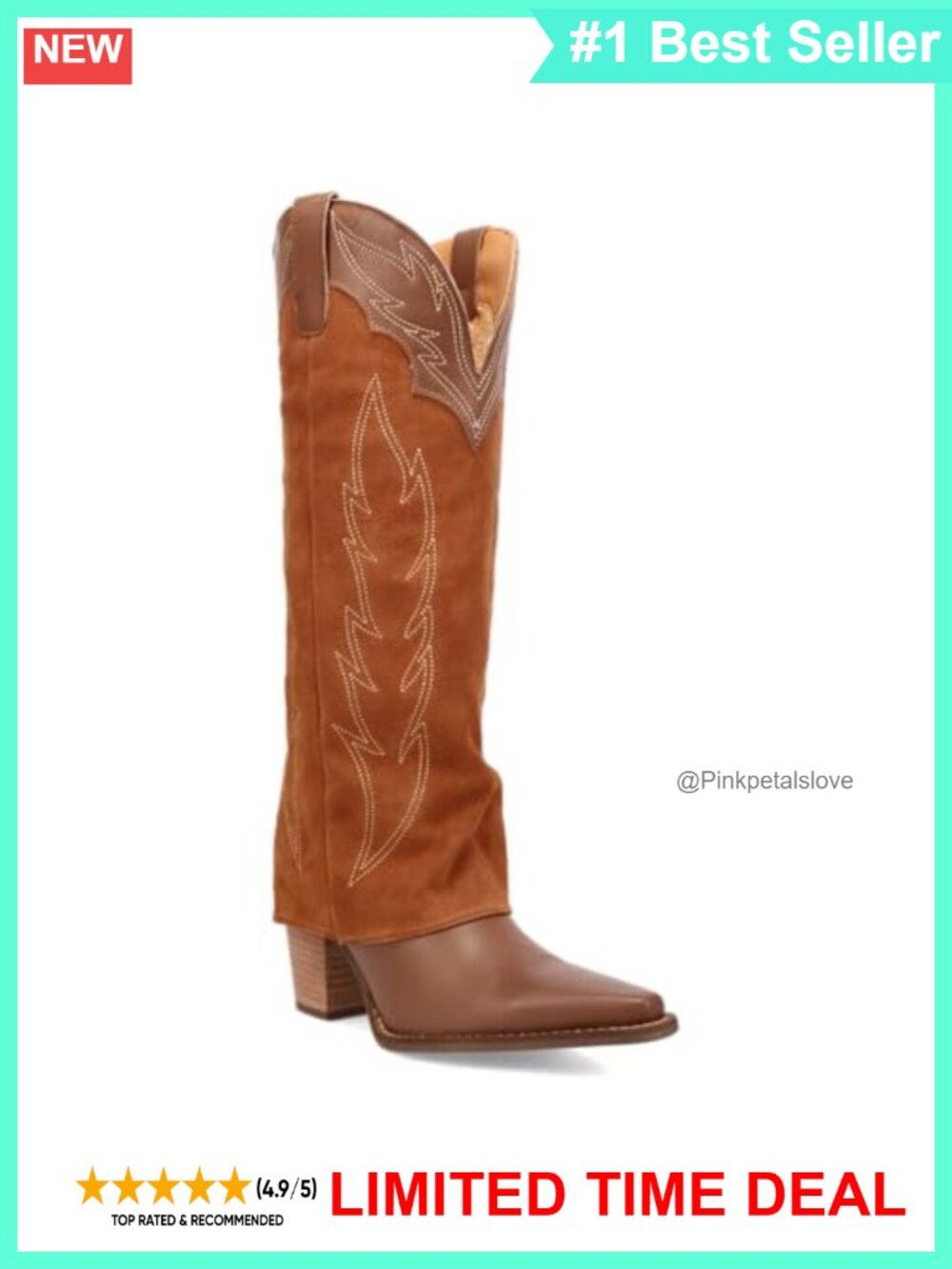 Dingo Wild Horses Snip Toe Pull On Knee High Boots Mid Heel 2-3"